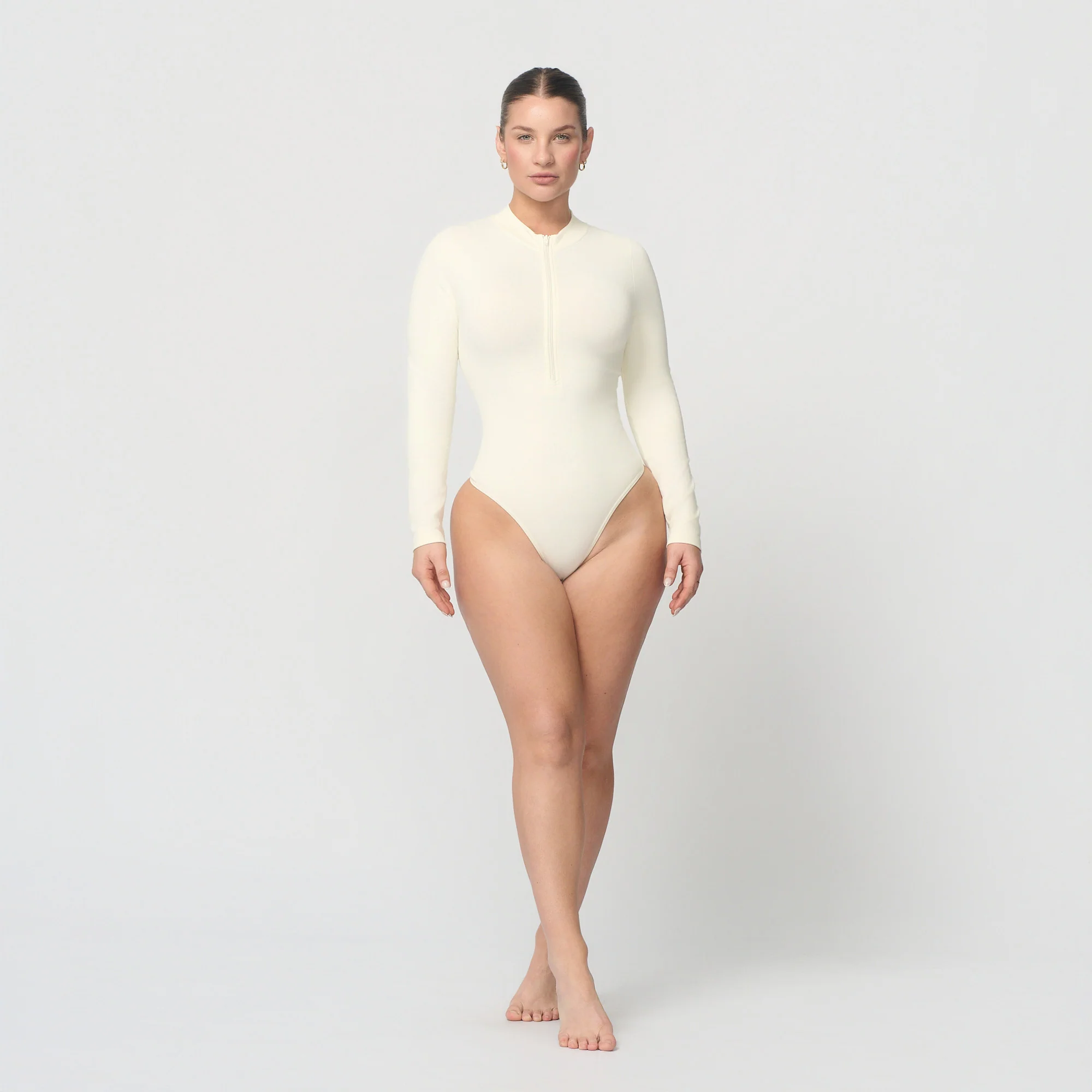 Sømløs body med glidelås og lange ermer - Image 5