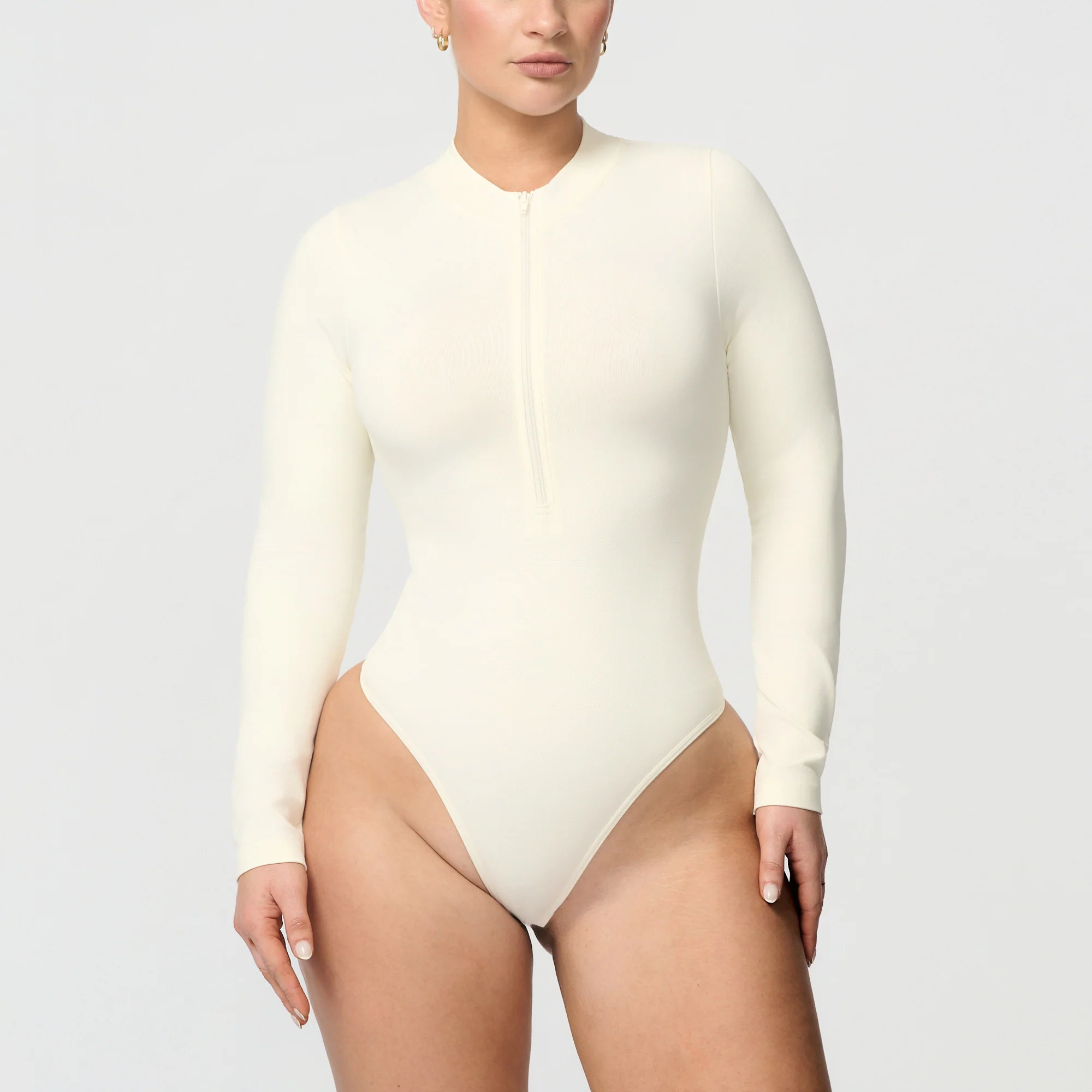 Sømløs body med glidelås og lange ermer - Image 8