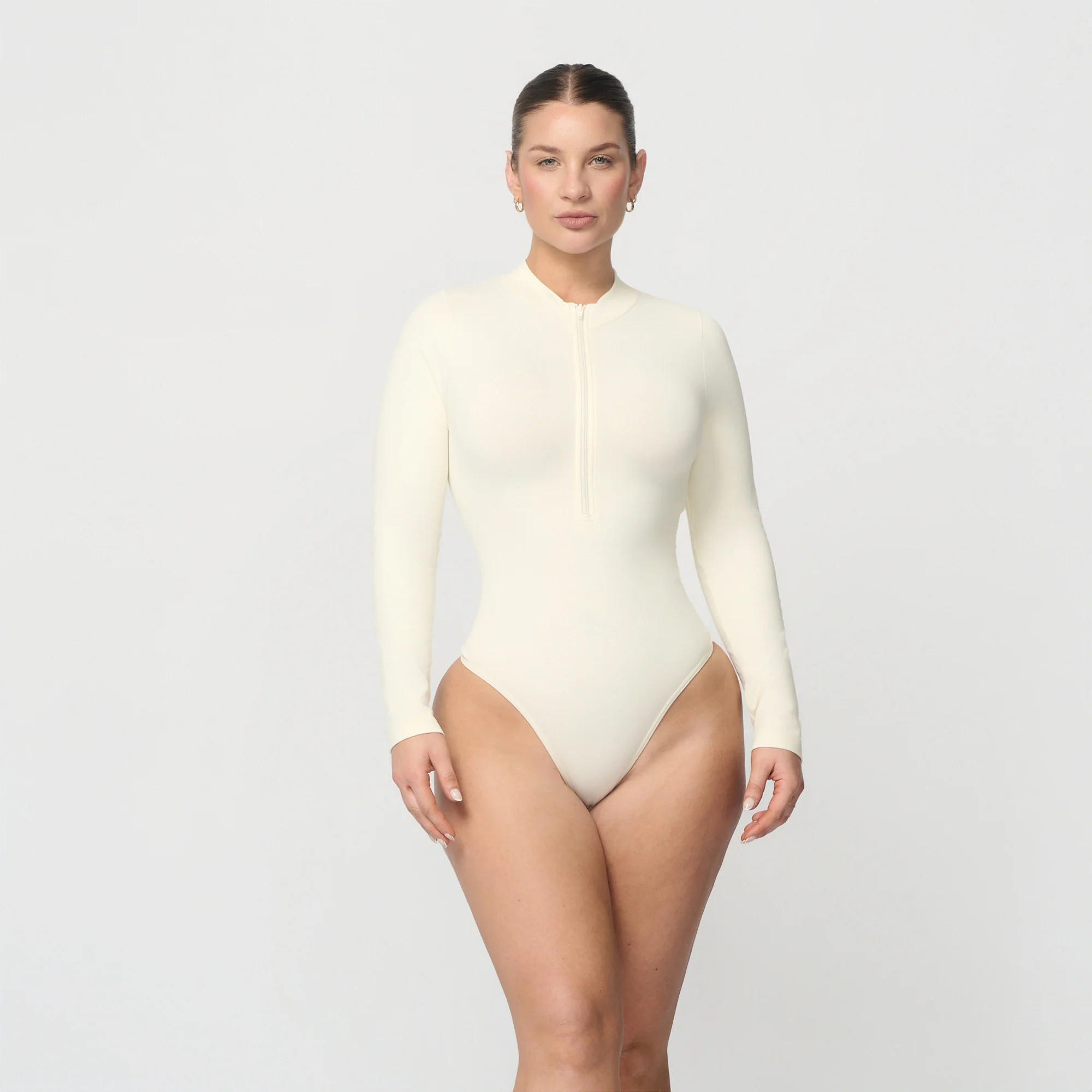 Sømløs body med glidelås og lange ermer - Image 9
