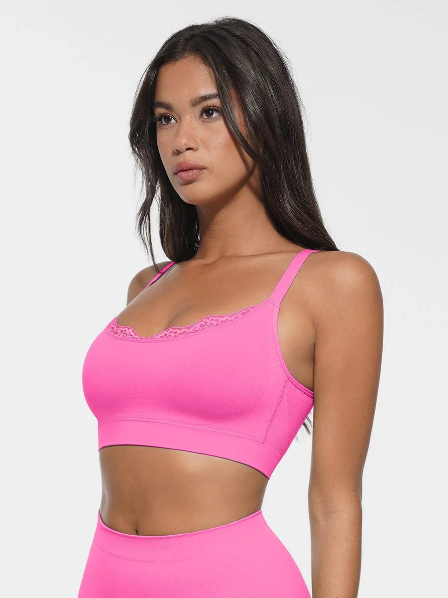 Sømløs bralette med blonder - Image 12