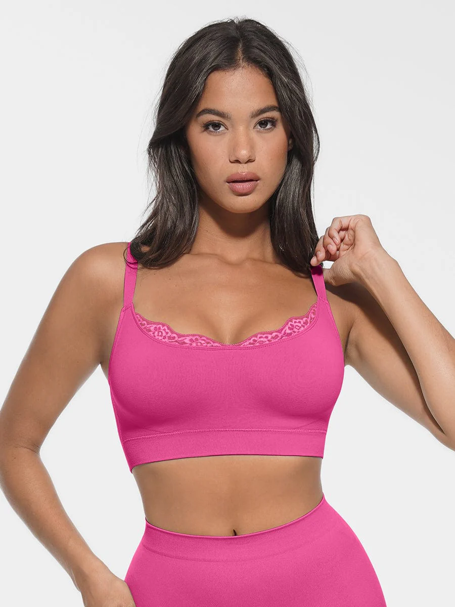 Sømløs bralette med blonder - Image 15