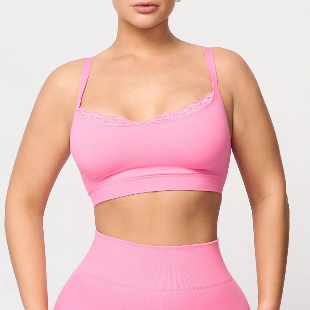Sømløs bralette med blonder - Image 29